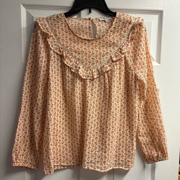 NWOT Madewell Ruffle-Yoke Prairie Top In Cutout Blooms Size Small - Picture 2 of 4